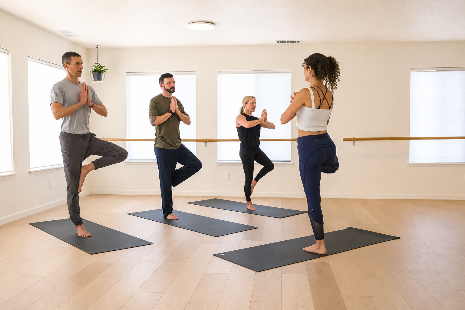 Yoga strength-focused class at The Shire Studio in Truckee